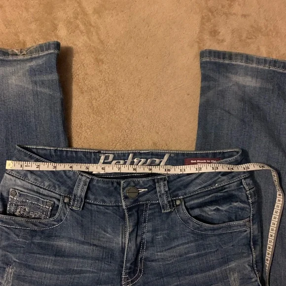 💙 Petrol Blue Boot Cut Jeans with Embellished Pockets 💙 - Picture 5 of 9